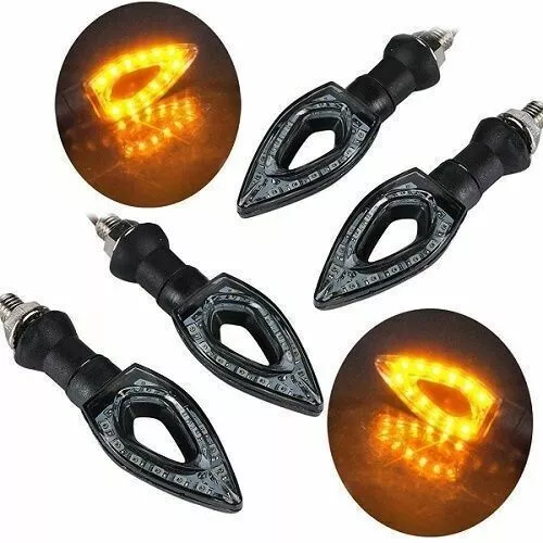 Kit Set 4 Frecce 12V per Moto Scooter universali LED con Luce Gialla - Neri