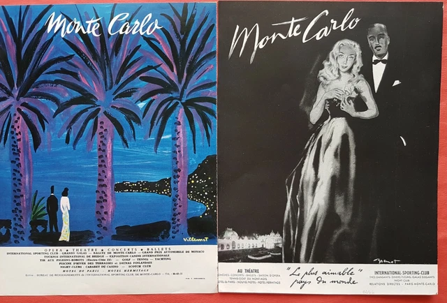 MONTE CARLO - LOT de 2 PUBLICITE - AD Villemot et Brenot Réf : 368