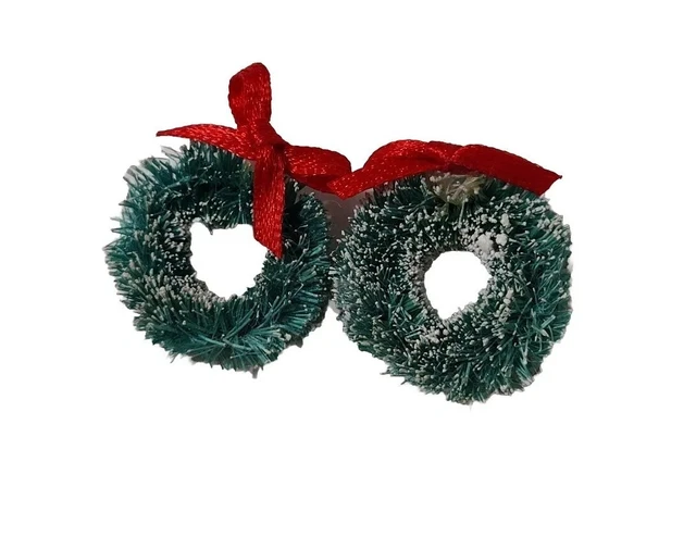 Red Bow Mini Wreaths Dollhouse Floral Village Ornaments Crafts