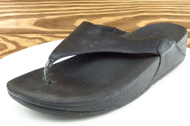 FitFlop Sz 10 M Black Flip Flop Synthetic Women Sandals 19VT02