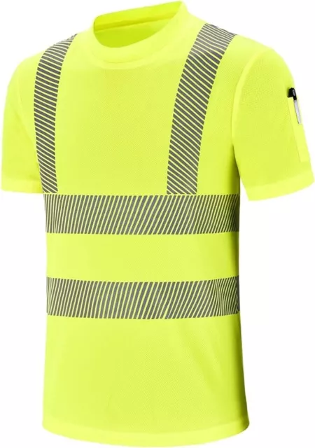 AYKRM hi vis T Shirt High Viz Visibility Short Sleeve Safety Work Reflective 7XL