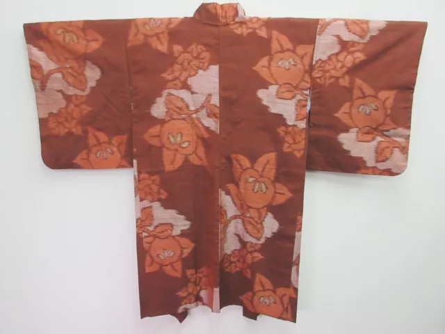8217B4 Silk Vintage Japanese Kimono Haori Jacket Tachibana Long