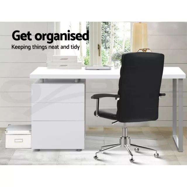 Artiss Computer Desk Drawer Cabinet Black Home Office Study Table White 140CM 3