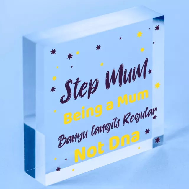 Step Mama Mumie Geschenke Weihnachten Geburtstag Handarbeit Holz Herz Plakette Schild Geschenk