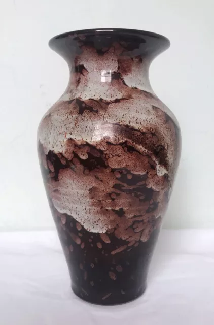 EWENNY POTTERY Vtg Brown Mottled Glaze Vase 9.25" Arts & Crafts Studio Pottery