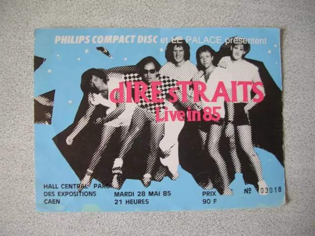 Ancien ticket billet de concert Dire Straits à Caen en 1985