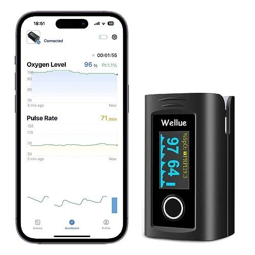 ViATOM Oxymètre de Doigt de Pouls avec Bluetooth et le stockage hors-ligne, Moni