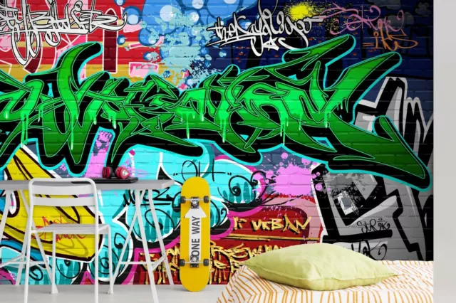 3D Graffiti Wall Study ZHUB2100 Wallpaper Wall Mural Removable Self-adhesive