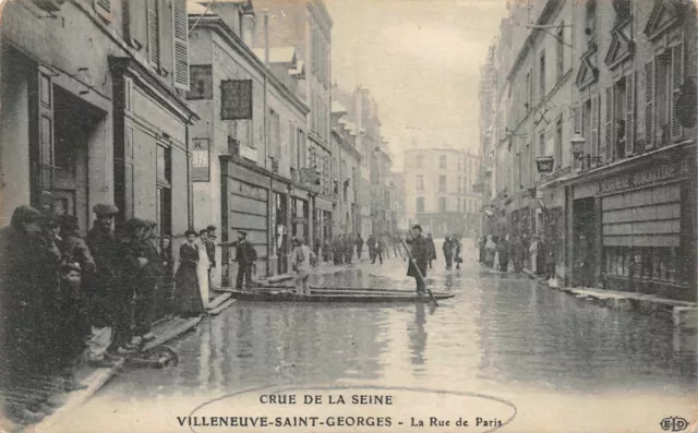 VILLENEUVE-SAINT-GEORGES - La rue de Paris - inondations 1910