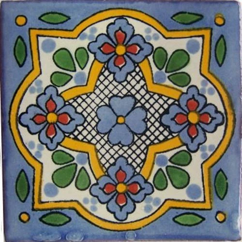 2" x 2" 36 pcs Sky Mexican Clay Tile Handmade Talavera Backsplash Mosaic