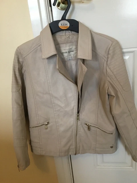 River Island Girls faux leather jacket taupe age 11