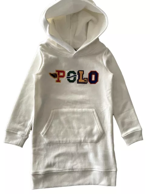 Girls Ralph Lauren Polo Hoodie Sweatshirt dress  white age 6