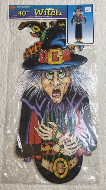 1988 BEISTLE Vintage 40” Halloween WITCH Die Cut Jointed Hinged Paper NEW