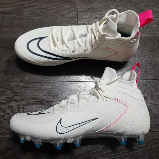 NIKE Alpha Huarache 8 Elite LAX Lacrosse Cleats Men 7-13 Off White pink Football