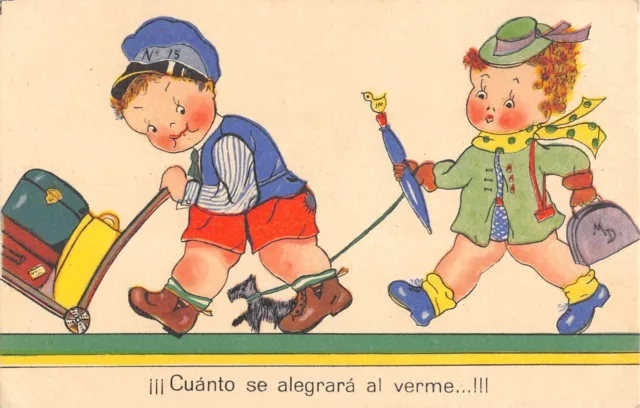 Carte Postale Ancienne Illustrateur Enfants Espagnols