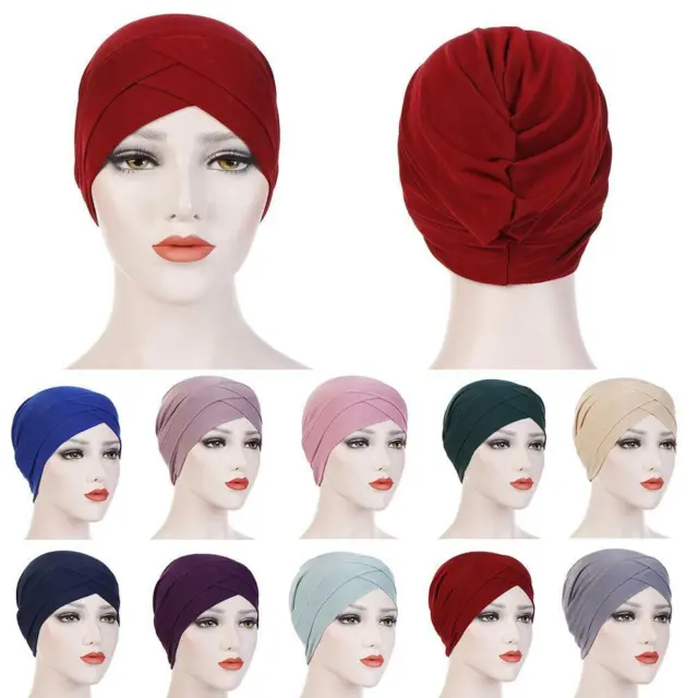 Women Muslim Turban Cancer Chemo Cap Hijab Hair Headwrap Bandana Hat Scarf Q2M6