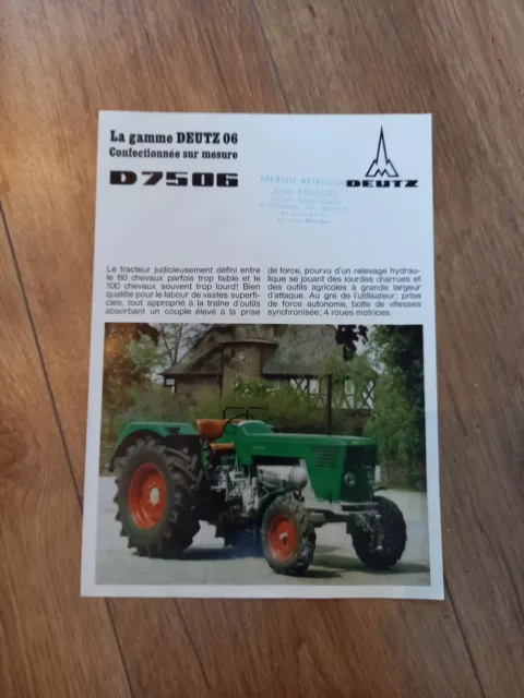 brochure document PROSPECTUS TRACTEUR tractor DEUTZ FAHR