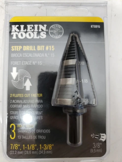 Klein Tools Step Drill Bit #15 KTSB15 High Speed Steel Double Flute