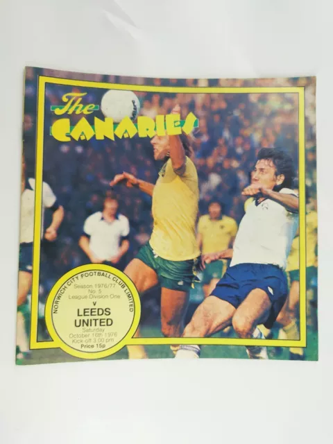 Norwich City V Leeds United 16th October 1976 League Division one