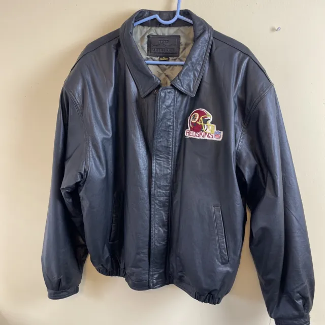PORT AUTHORITY REDSKINS Logo Leather Bomber Jacket Men's Sz XL Logo ...