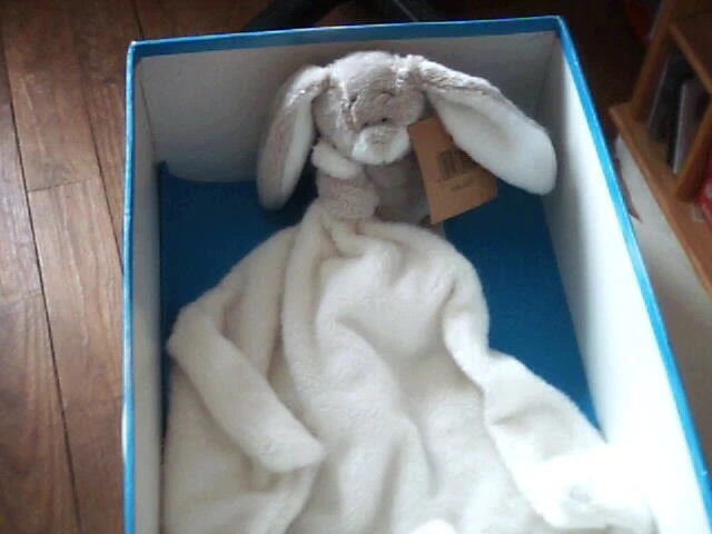 Doudou 6865 / Peluche Lapin "La Galleria" Blanc/Beige - Couverture Blanc - Neuf.