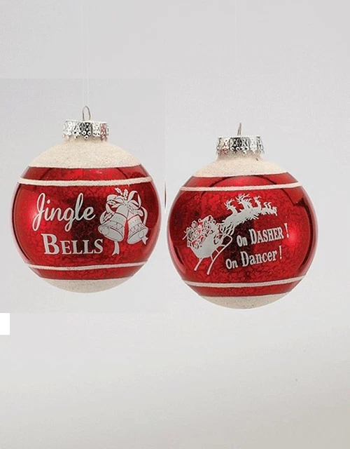 JINGLE BELLS SANTA Sleigh Glass Ball Christmas Ornaments Retro Early