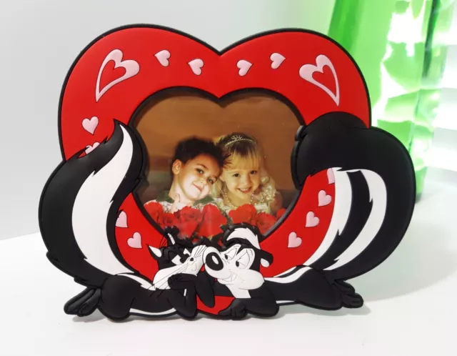 Pepe Le Pew Heart Picture Frame Penelope Pussycat Holds 3.25 X 3.25 Inch Photo