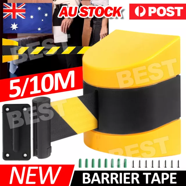 5M/10M Retractable Barrier Tape Safety Warehouse Workshop Crowd Wall Mount