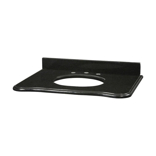 37 Inch Stone Top for Oval Undermount Sink-Black Finish - Bathroom - Sink -
