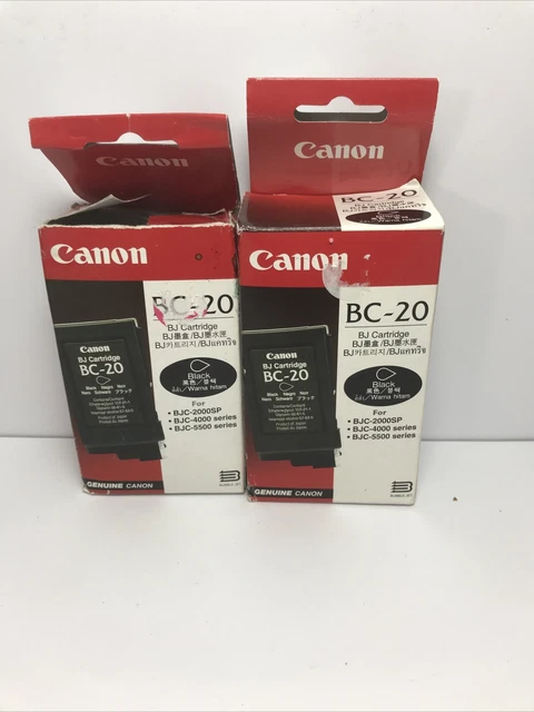 2 x Canon BC-20 Black Ink Cartridge for  BJC-2000SP  4000 And 5500 Box Damage