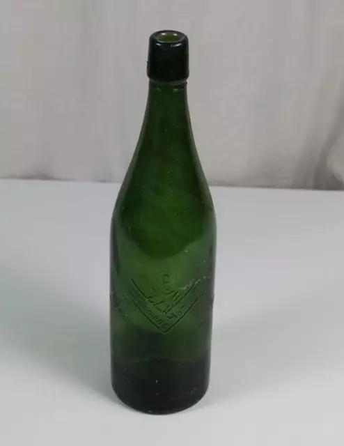 C8/ alte 1 L. Glas Bierflasche mit Relief Schriftzug - Clemens Härle Leutkirch 3