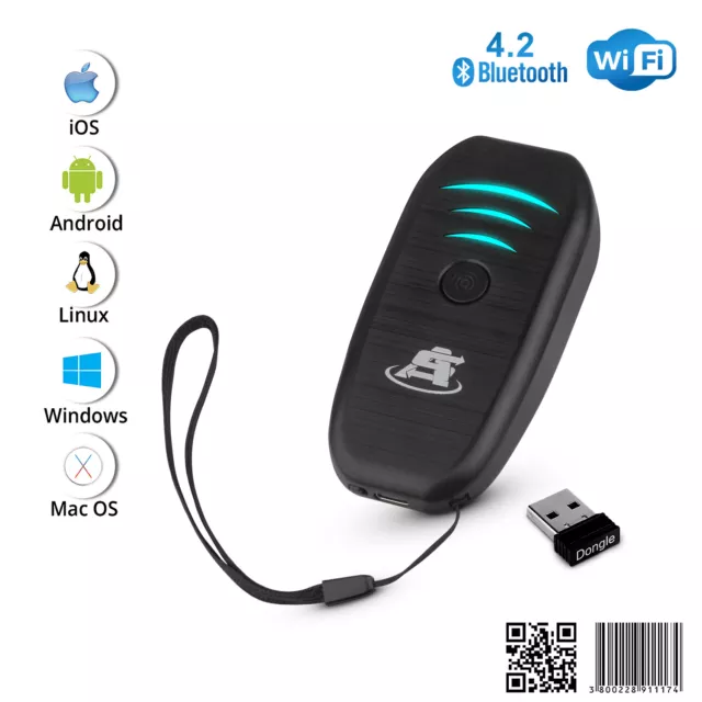 1D 2D Wireless Bluetooth Mini Barcode Scanner Hand Held-Automatic Vibration