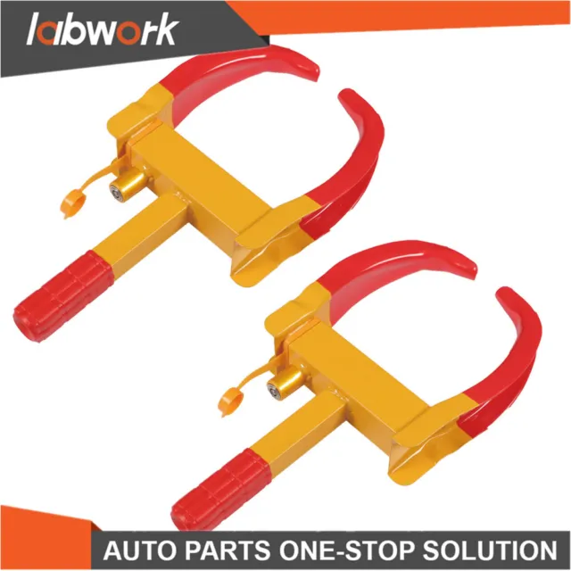 Labwork 2 x Anti-Theft Wheel Lock Clamp For Auto Car Trailer Truck SUV Towing