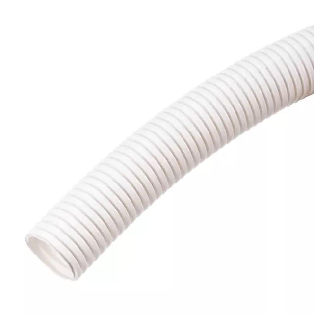 Wire Loom Tubing Corrugated Pipe Conduit, 10ft Length 29x34.5mm White