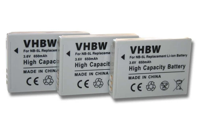 3x Batteria per Canon PowerShot SX120 IS, SX200 IS, SX210 IS, SX220 HS 650mAh
