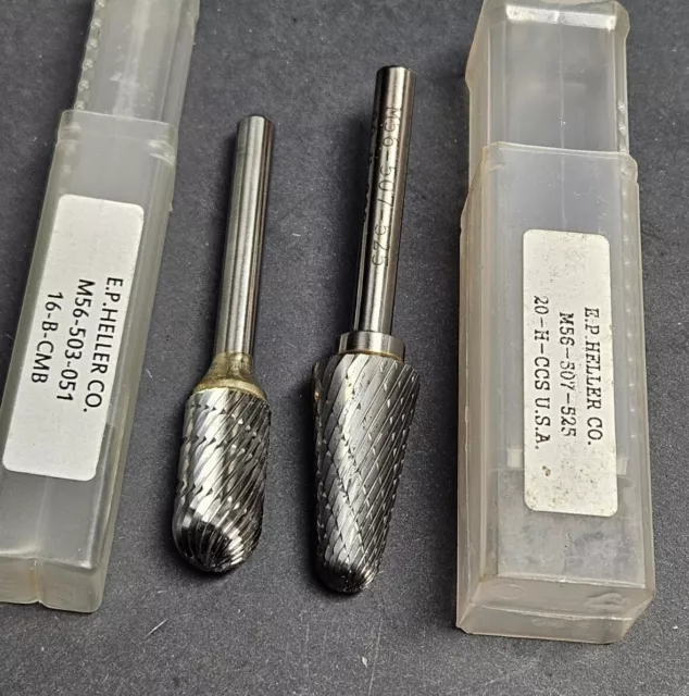 NEW Carbide Head Rotary File Lot ½" & ⅝" Burr EP HELLER Machinist Cone Radius