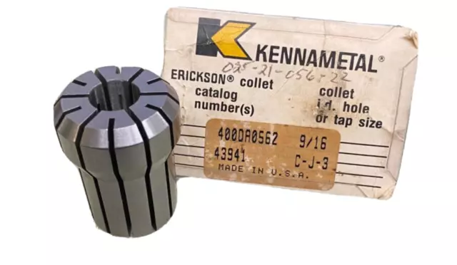 New Kennametal Erickson Coolant DA400 Double Angle Collet 9/16" (.560")400DA0562