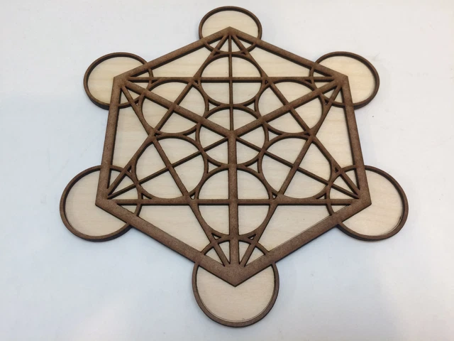 DELUXE METATRON'S CUBE Dual Layered Wooden Crystal Grid Plate Sacred ...