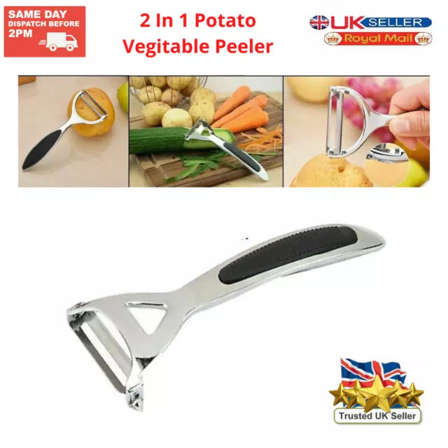 Chrome Alloy Potato Peeler Kitchen Vegetable Fruit Slicer Speed Rapid Tool  UK