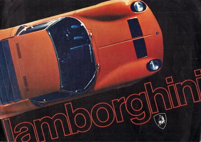 Lamborghini Sortiment 1970-71 italienischer Markt Faltbroschüre Miura Jarama Espada