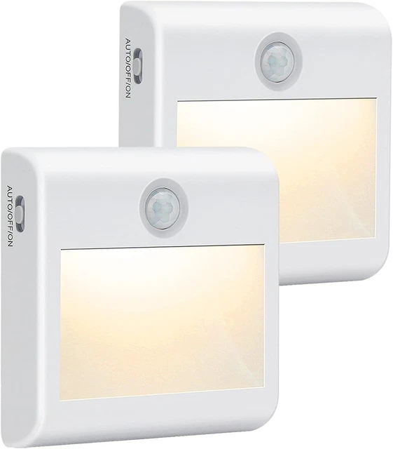 MOTION SENSOR NIGHT Light 2 Pack Battery Powered Stick-On LED Cupboard ...