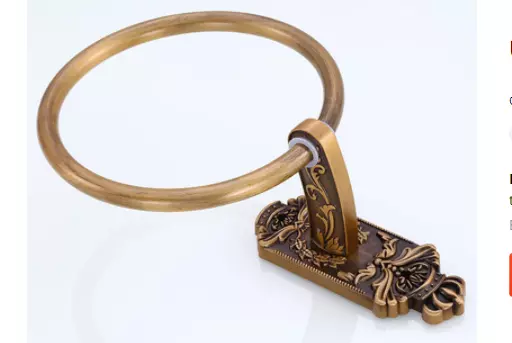 Solid Aluminum Wall Mounted Round Carved Towel Ring Antique Bathroom Accessories