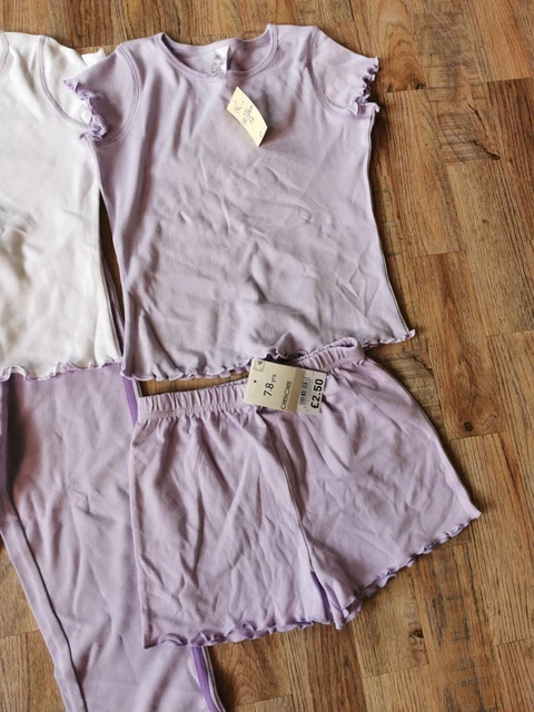 Girls Summer Clothes Bundle Age 7-8 Shorts T-shirts Skirts Crops Pinks & Purples 3
