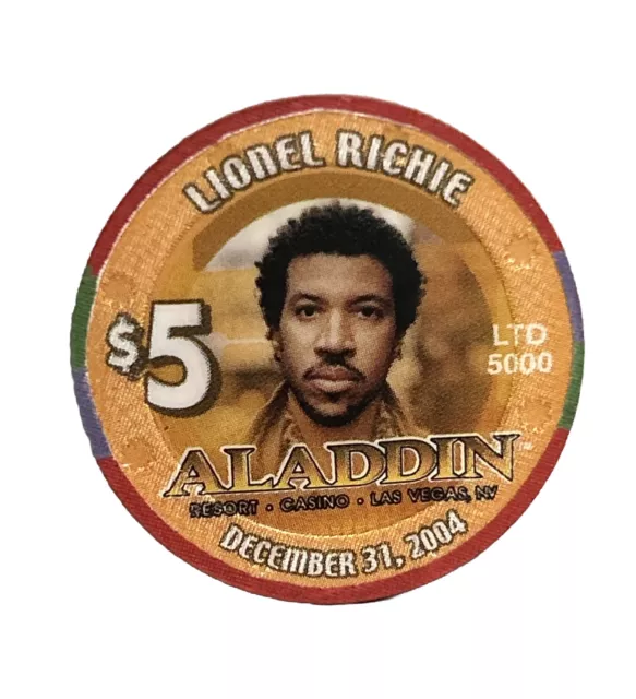 $5 2004 Aladdin Lionel Richie Casino Gaming Chip - Las Vegas, Nevada - LTD 5000