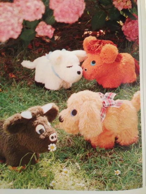 SEWING PATTERN Jean Greenhowe 4 small animals toys Lamb bull donkey dog 21.5cm