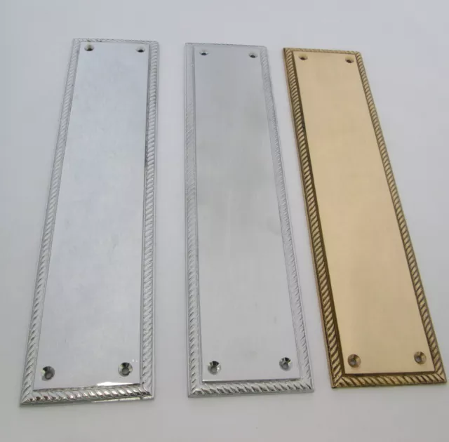 12" Heavy Duty Solid Cast Brass Georgian Finger Plate Door Push Plate New