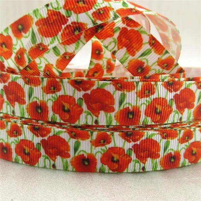 Poppies Ribbon  1m long 16mm wide Poppy