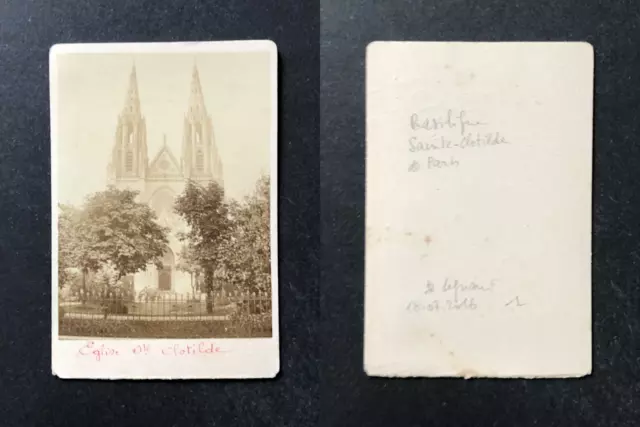 France, Paris, Eglise Sainte Clotilde, circa 1870 vintage cdv albumen print -