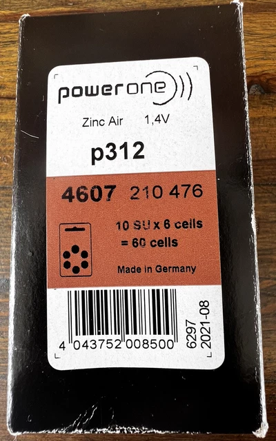 Baterías para audífonos PowerOne P312, lote de 36 baterías nuevas selladas