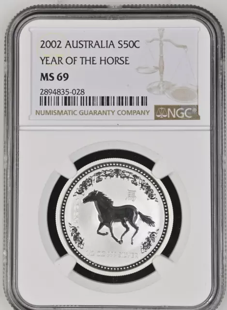 50 Cents 2002 Australia Year Of The Horse Silver Proof Ngc Ms69